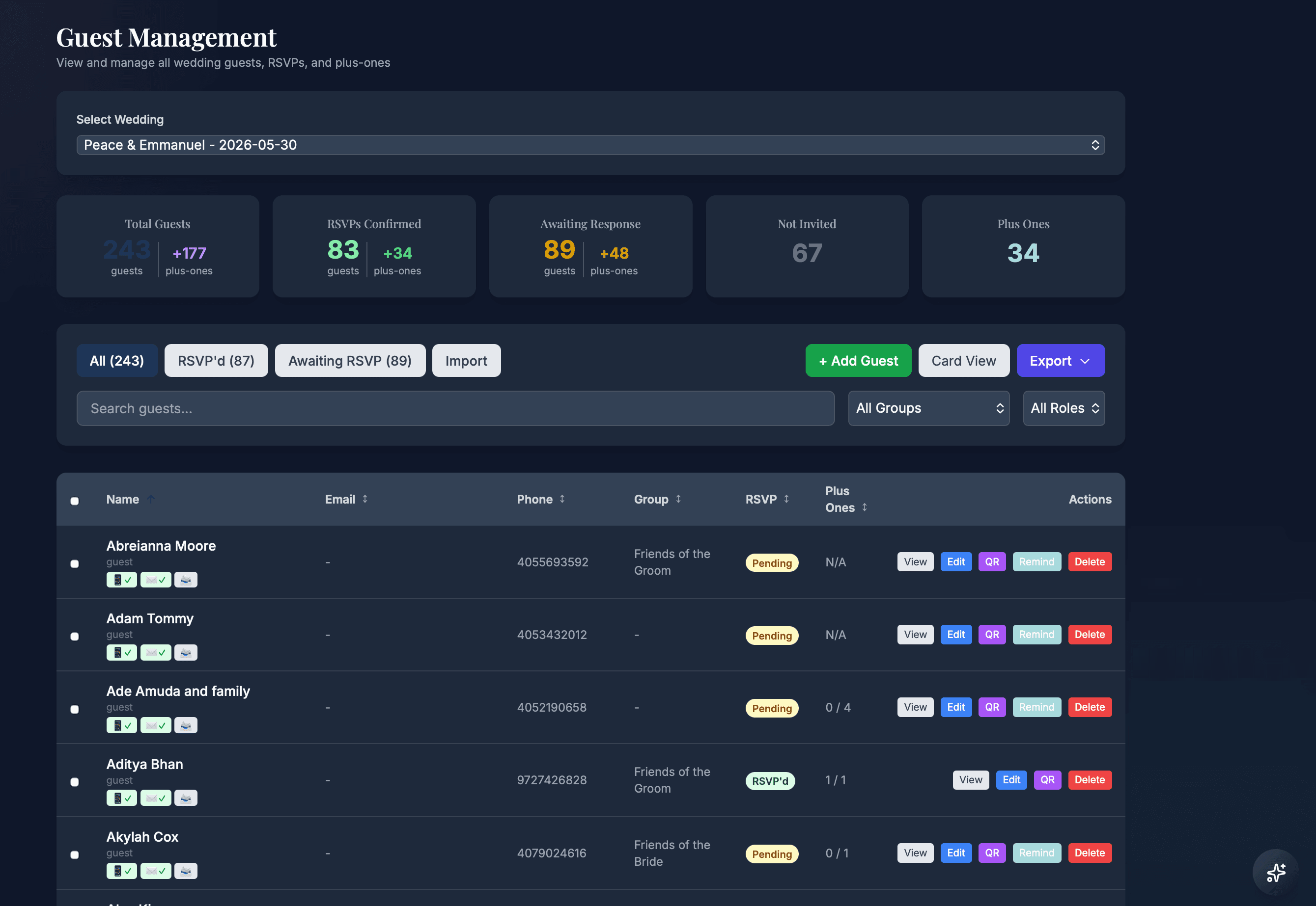 Guest Management screenshot