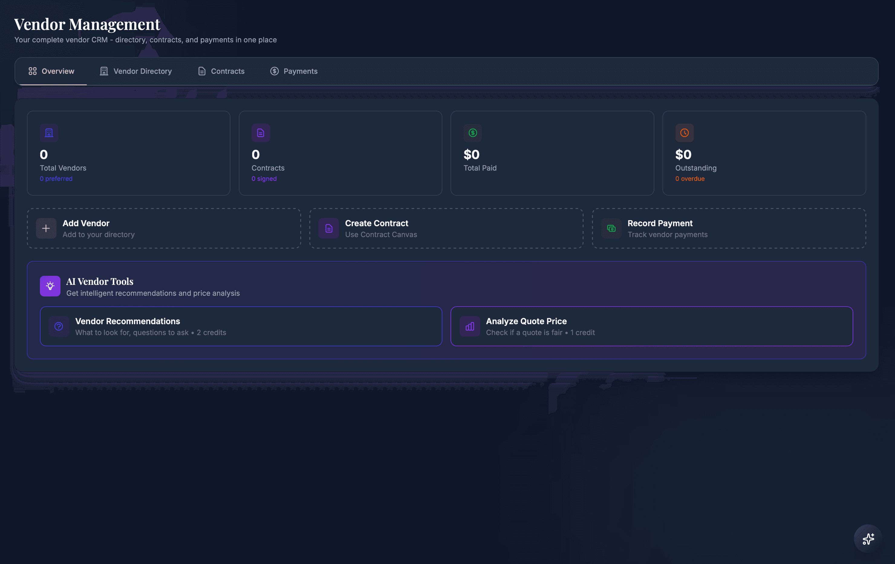Vendor CRM screenshot